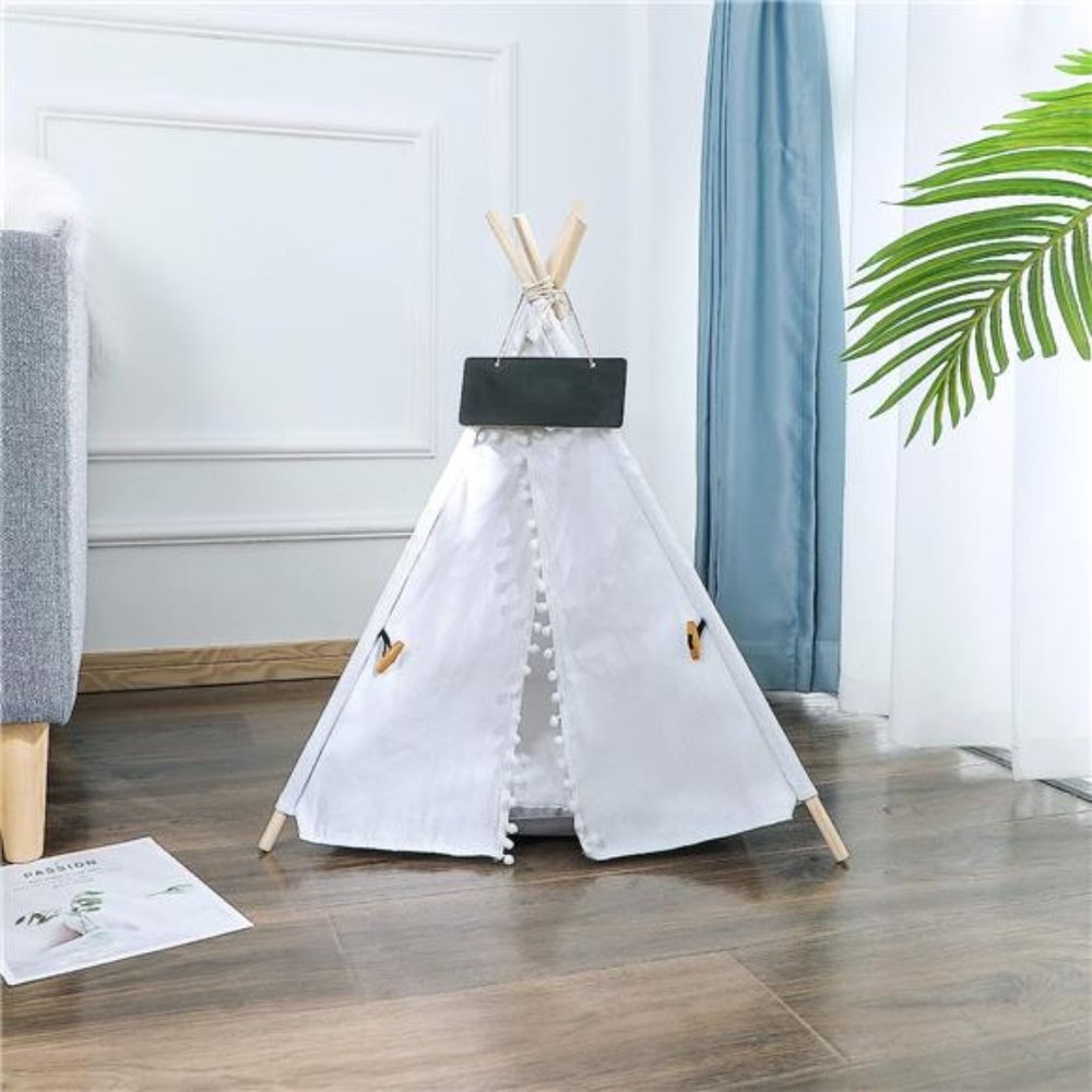Pet Teepee, Portable Pet Tents for Small Dogs or Cats, Puppy Sweet Bed Washable - Picture 6 of 7
